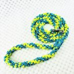 [公式]パラコードNo206マクラメ編みライトグリーンとブルーの小型犬首輪＆リードセット#120