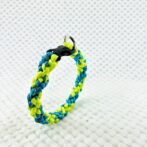 [公式]パラコードNo206マクラメ編みライトグリーンとブルーの小型犬首輪#120