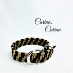 「公式]パラコード#108マクラメ編み茶と黒の大、中型犬用首輪