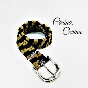 「公式]#108マクラメ編み茶と黒の大、中型犬用首輪