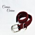 「公式]パラコード#109マクラメ編み赤と黒のダイヤ柄とネイビーの大、中型犬用首輪