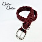 「公式]パラコード#109マクラメ編み赤と黒のダイヤ柄とネイビーの大、中型犬用首輪