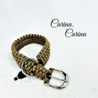 [公式]#110マクラメ編み茶1色の大、中型犬用首輪