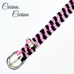 [公式]綿ロープ#117マクラメ編みピンク茶アイボリー緑の小型犬用首輪No147