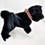 [公式]パラコード＃132マクラメ編み まだらピンク・イエロー・紫・グレー・茶の小型犬・中型犬首輪No162