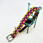 [公式]パラコード＃132マクラメ編み まだらピンク・イエロー・紫・グレー・茶の小型犬・中型犬首輪No162