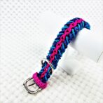 [公式]パラコード＃133マクラメ編み ピンク・ブレー・紫・茶の小型犬・中型犬首輪No163