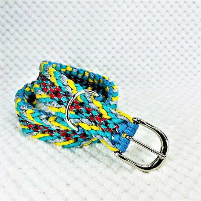[公式]パラコード＃134マクラメ編み まだら赤他全5色の中型・大型犬首輪No164