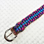 [公式]パラコード＃135マクラメ編みピンク・グレー・紫・茶の小型犬首輪No16