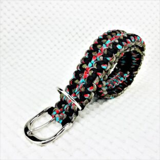 [公式]＃141マクラメ編み赤まだら黒アーミーまだら大型犬用首輪No171