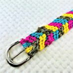 [公式]パラコード＃145マクラメ編み茶まだら・ローズ・イエロー・ブルーの大型犬用首輪No175