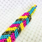 [公式]パラコード＃145マクラメ編み茶まだら・ローズ・イエロー・ブルーの大型犬用首輪No175