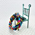 公式]パラコード＃146マクラメ編みピンク・ブルー・紫・黃まだらの小型犬用首輪No176