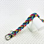 公式]パラコード＃146マクラメ編みピンク・ブルー・紫・黃まだらの小型犬用首輪No176