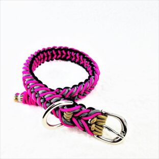 [公式]＃148マクラメ編みローズ・ブルー・黒の小型犬用首輪No178