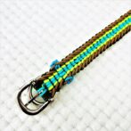 [公式]パラコード＃151マクラメ編みトルコブルー・グリーン・ダークグリーン・茶の小型犬・猫用首輪No181