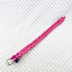 [公式]パラコード＃161マクラメ編みローズとピンクの小型犬用首輪No191