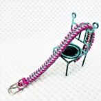 [公式]パラコード＃163 マクラメ編みローズとピンクとグレーの小型犬用首輪No193