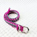 [公式]パラコード＃163 マクラメ編みローズとピンクとグレーの小型犬用首輪No193
