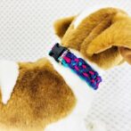 [公式]パラコード＃165 マクラメ編み ピンクとエメラルドグリーンと紫の小型犬用首輪No195