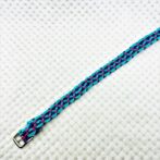 [公式]パラコード＃165 マクラメ編み ピンクとエメラルドグリーンと紫の小型犬用首輪No195