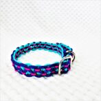 [公式]パラコード＃165 マクラメ編み ピンクとエメラルドグリーンと紫の小型犬用首輪No195