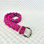 [公式]パラコード#170-1マクラメ編み ローズとターコイズまだら色の首輪No200-1