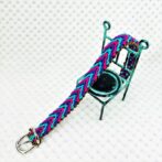 [公式]パラコード＃172 マクラメ編みローズ・オーキッドブルー・紫・茶の小型犬用首輪No201