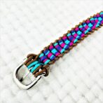 [公式]パラコード＃172 マクラメ編みローズ・オーキッドブルー・紫・茶の小型犬用首輪No201