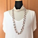 淡水パールロングネックレス3色の白・ピンク・グレー