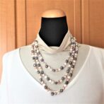 淡水パールロングネックレス3色の白・ピンク・グレー