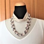 淡水パールロングネックレス3色の白・ピンク・グレー