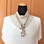 淡水パールロングネックレス3色の白・ピンク・グレー