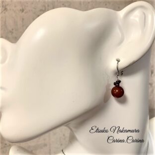 カーネリアン＆ガーネットさざれ石2粒ピアス・イヤリング
