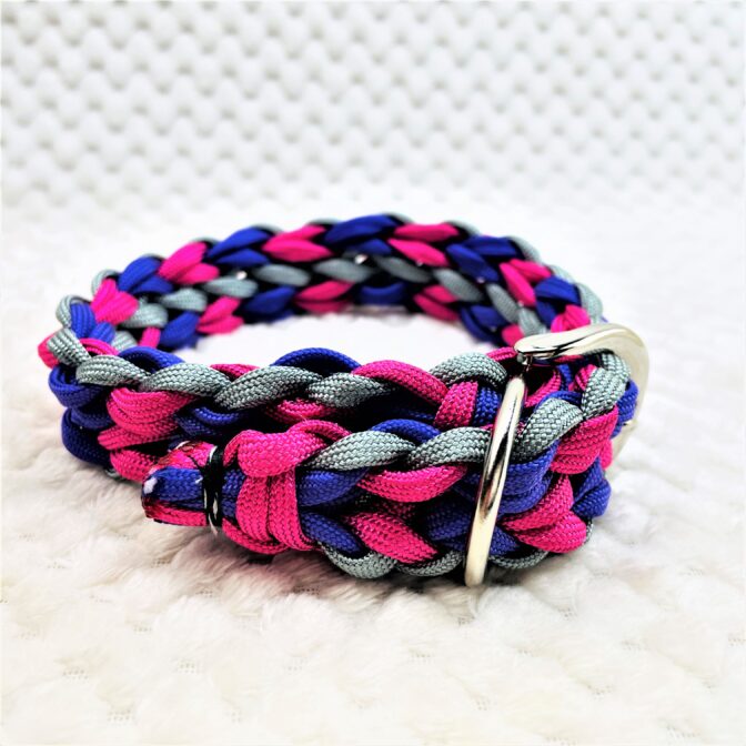 [公式]マクラメ編み＃181ダブルハート編み小型犬首輪