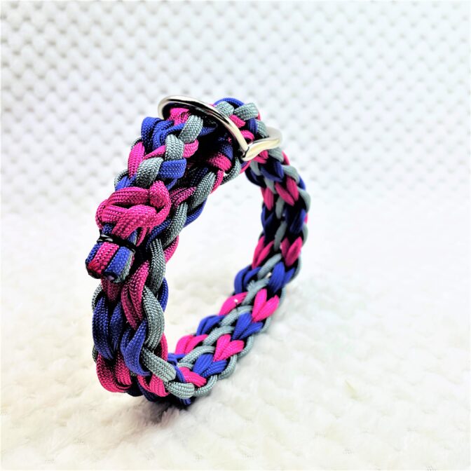 [公式]マクラメ編み＃181ダブルハート編み小型犬首輪