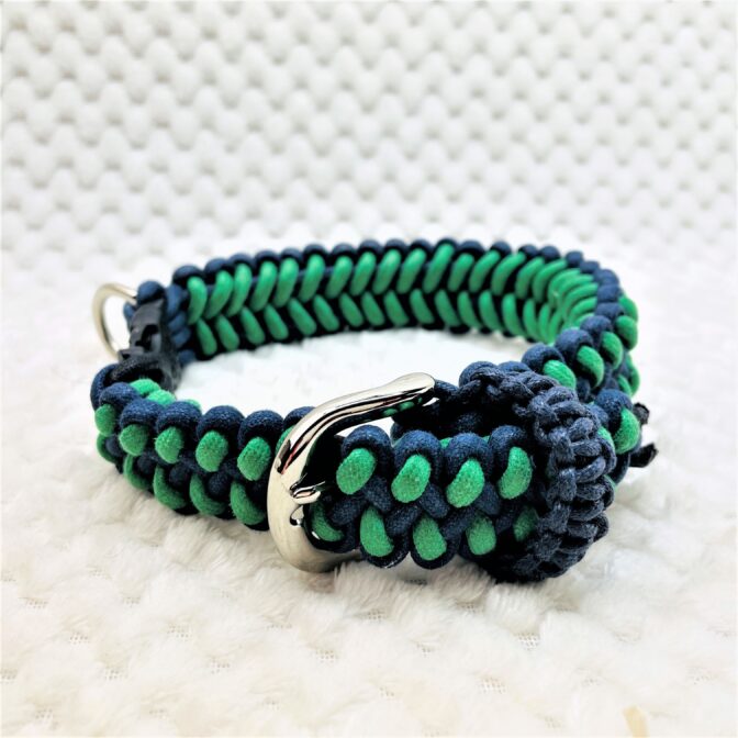 [公式]マクラメ編みのサメの歯編みサイズフリー首輪とリードセット