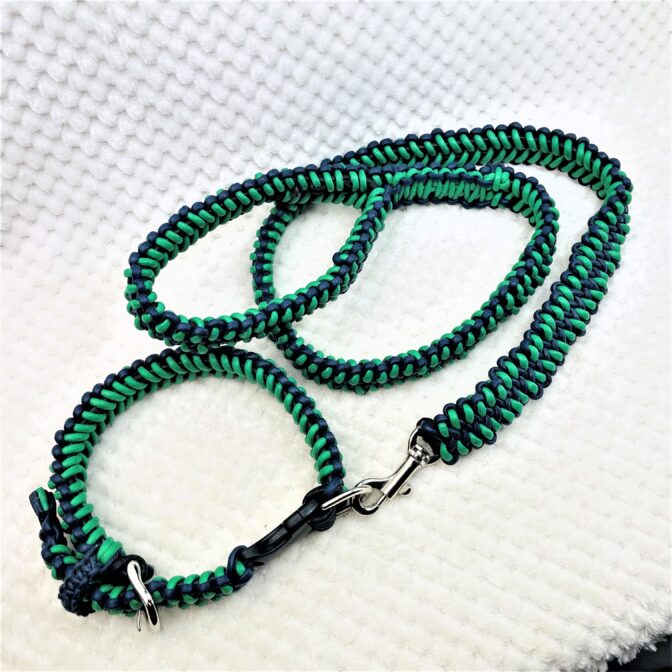 [公式]マクラメ編みのサメの歯編みサイズフリー首輪とリードセット