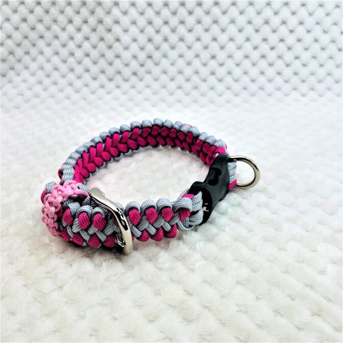 [公式]＃34マクラメ編みサイズ調節可能ワンタッチ首輪小型犬用-2