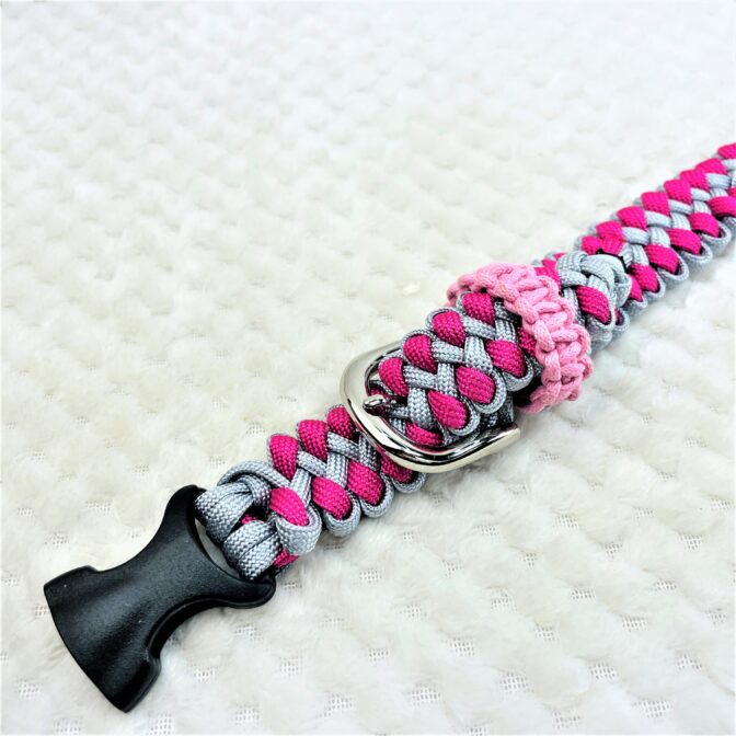 [公式]＃34マクラメ編みサイズ調節可能ワンタッチ首輪小型犬用-2