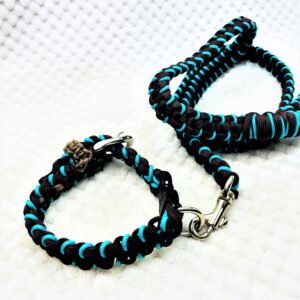 [公式]＃10マクラメ編みサイズ調節可能ワンタッチ着脱首輪　小型犬用リードセット