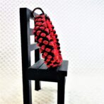 [公式]マクラメ編み＃188 赤と黒のポチポチ模様の小型犬首輪