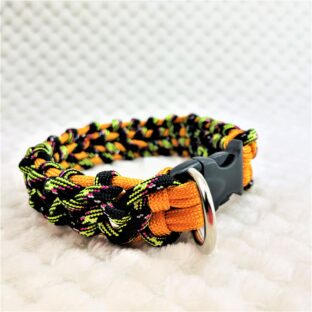 [公式]マクラメ編み#189 オレンジと緑まだらの小型犬用首輪