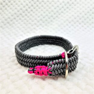 [公式]マクラメ編み#193 グレーとピンクの小型犬用首輪