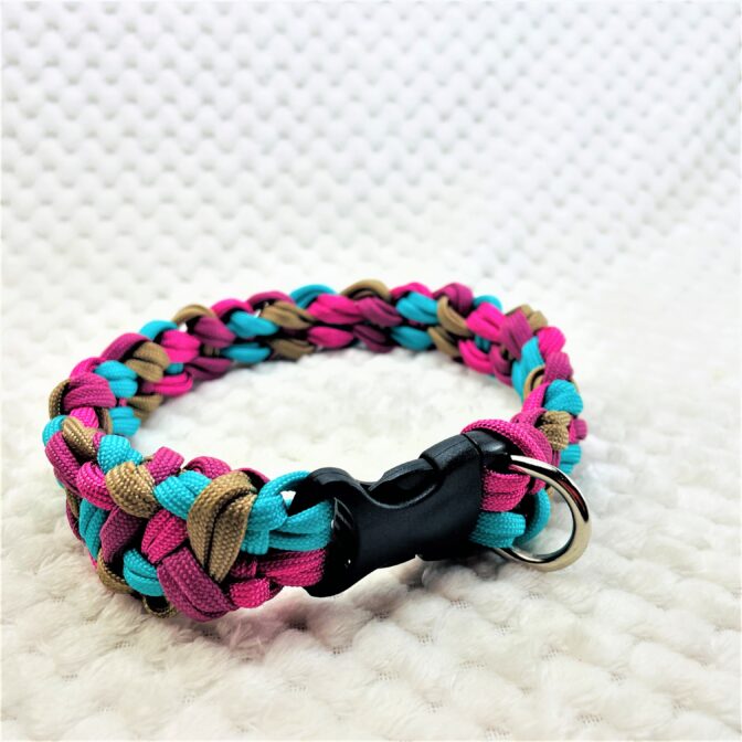 [公式]マクラメ編み＃194春めき色の中型犬用首輪