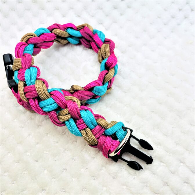 [公式]マクラメ編み＃194春めき色の中型犬用首輪