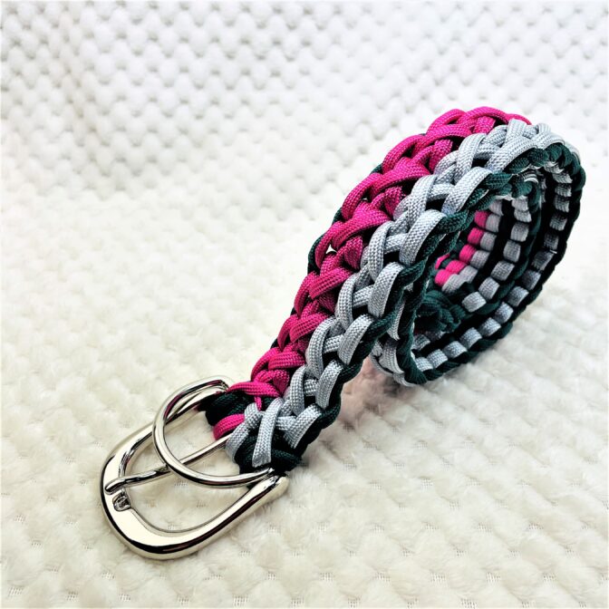 「公式」マクラメ編み＃196 クロスが2列並び中型・大型犬用首輪