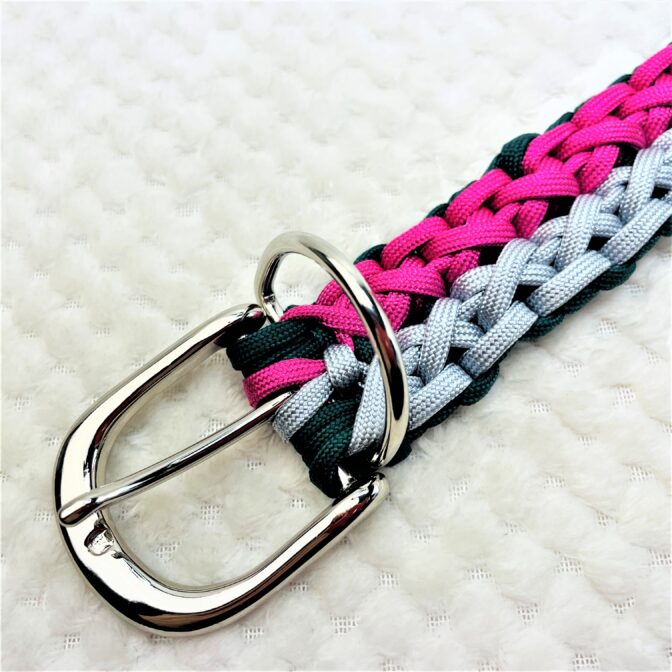 「公式」マクラメ編み＃196 クロスが2列並び中型・大型犬用首輪