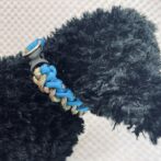 [公式]パラコードでマクラメ編み＃208　ターコイズブルー＆茶まだらの小型犬用首輪