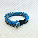 [公式]パラコードでマクラメ編み＃208　ターコイズブルー＆茶まだらの小型犬用首輪